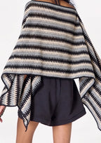 Three-way Poncho in Black/Blue/Cream