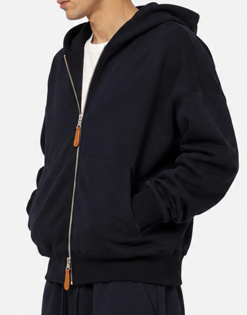 Double-zip Jacket in Midnight Black