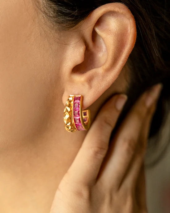 Fuschia Fold Hoops
