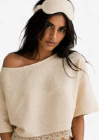 Off-shoulder Pyjama Shorts Set in Buttercream