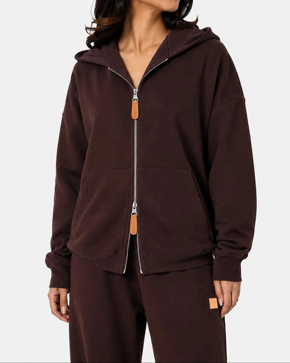 Double-zip Jacket in Chocolate Brown